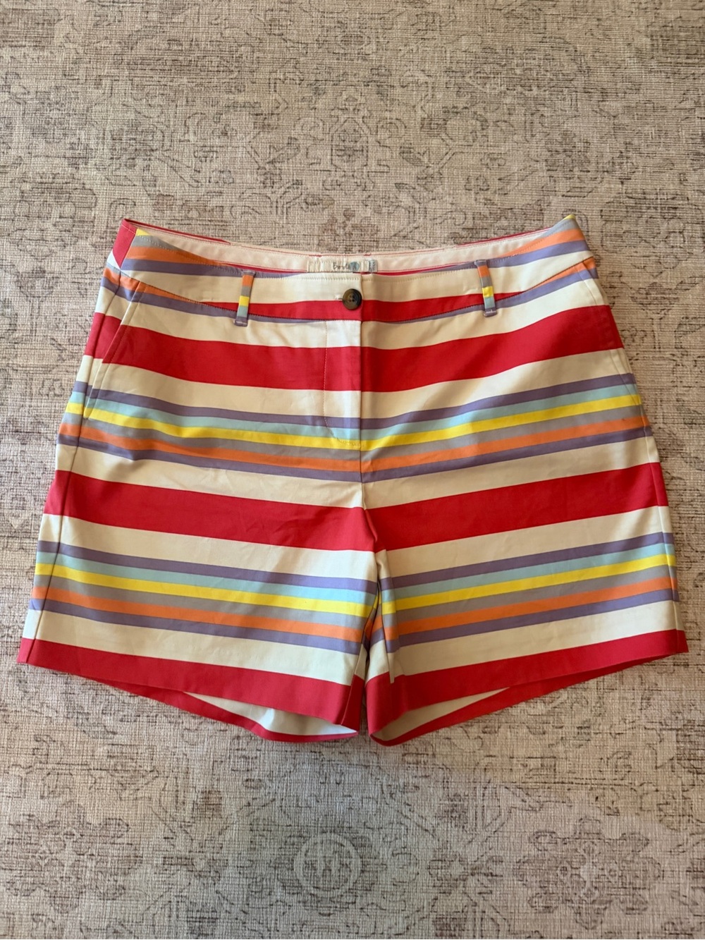 Boden Red and Multicolor Striped Women's Shorts
